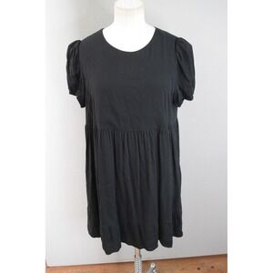 Sun-deh Black Puff Sleeve Tiered Babydoll Dress Women's Size Medium Aritzia
